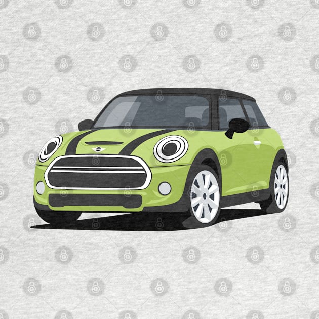 Car sport  mini retro green lime by creative.z